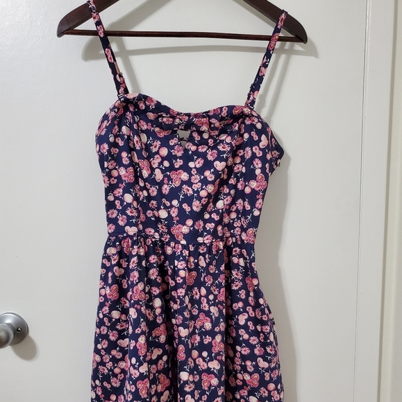 Like New - Dynamite Navy and Pink Floral Dress - S - Picture 2 of 3